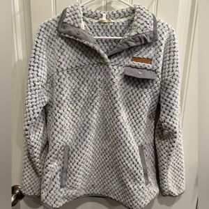 Simply Southern Light Gray Sherpa Snap-Pocket Jacket